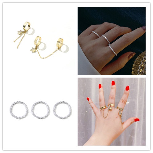Bộ 3 Nhẫn Đeo Tay Phong Cách retro Thời Trang size 8/size 7