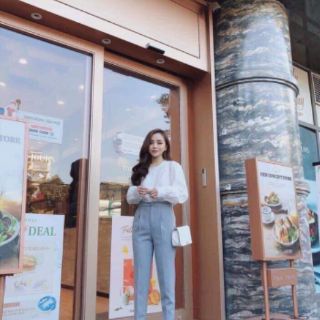 Quần baggy cúc bọc vải