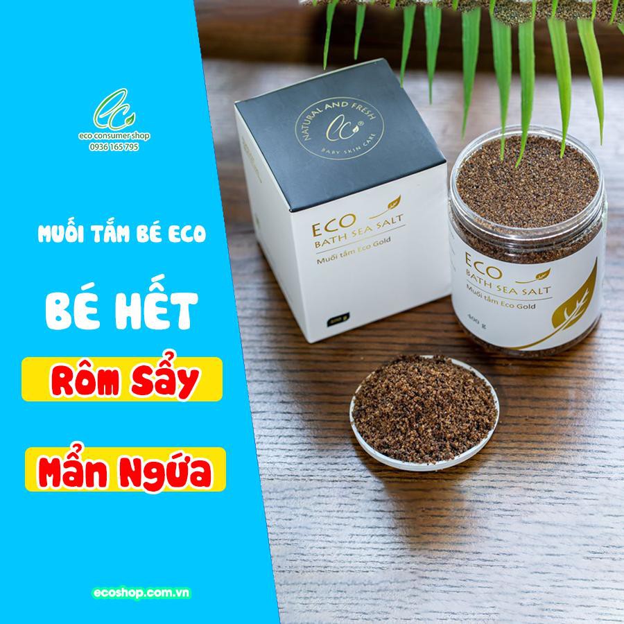 Combo siêu rẻ 3 muối tắm bé Eco gold 370g tặng kèm 1 muối tắm bé eco 200g