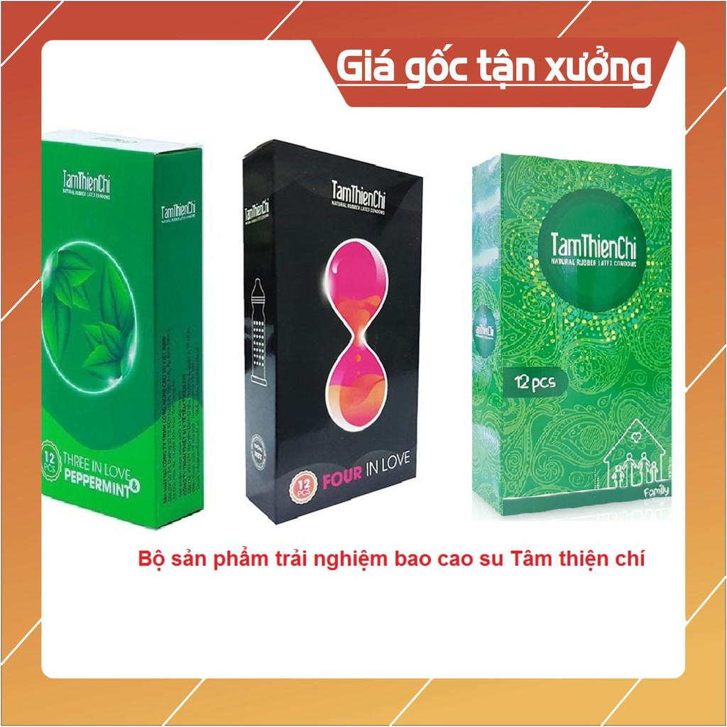 Bộ sản phẩm Trải nghiệm bao cao su Tâm thiện chí 99K : 3 hộp bao cao su tâm thiện chí 36 cái + Tặng kèm 1 vòng đeo DV