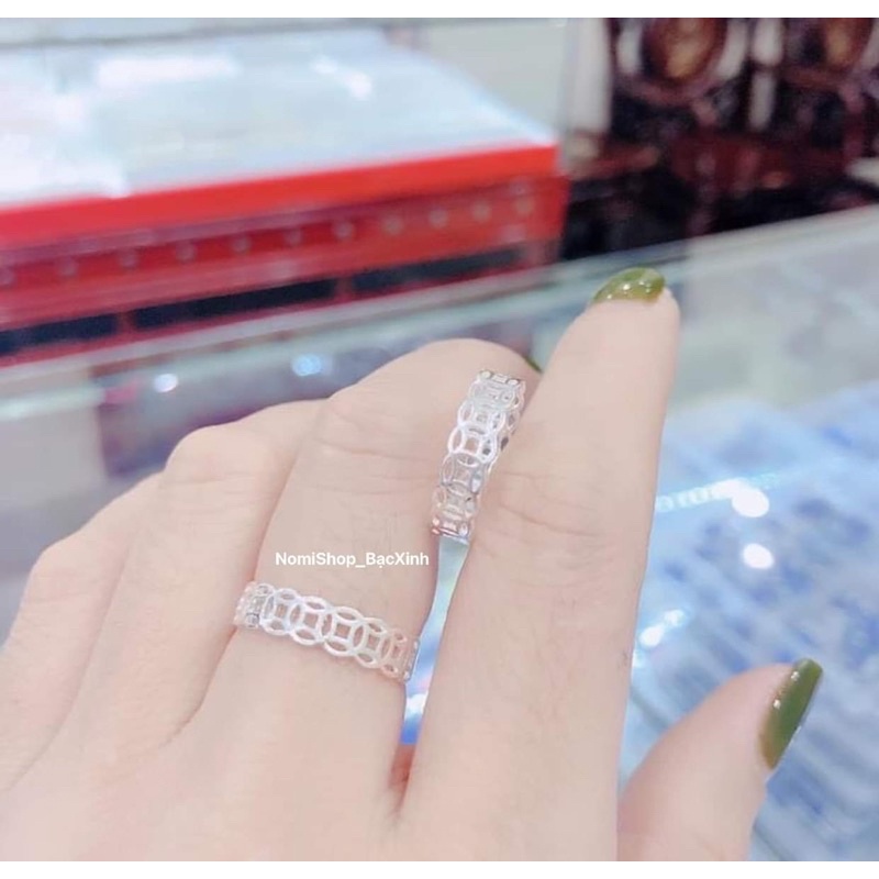 Nhẫn kim tiền trơn và phay Bạc s99, nhẹ nhàng tinh tế thu hút tài lộc đem lại may mắn Mainomi Shop Bạc Xinh