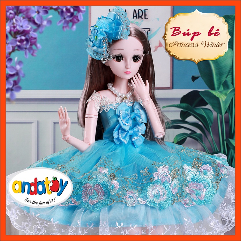 Đồ chơi cho bé gái búp bê barbie 60cm có khớp phát nhạc quà tặng sinh nhật ANDATOY AD894