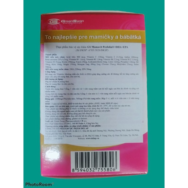 GS Mamavit Prefolin bổ sung vitamin, khoáng chất, DHA cho bà bầu