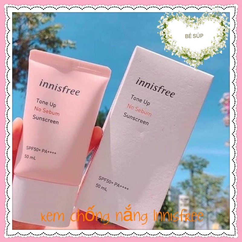 (MẪU MỚI) Kem Chống Nắng Nâng Tone da Innisfree Tone up NO SEBUM SUNSCREEN SPF50 PA++++ (50ml) | BigBuy360 - bigbuy360.vn