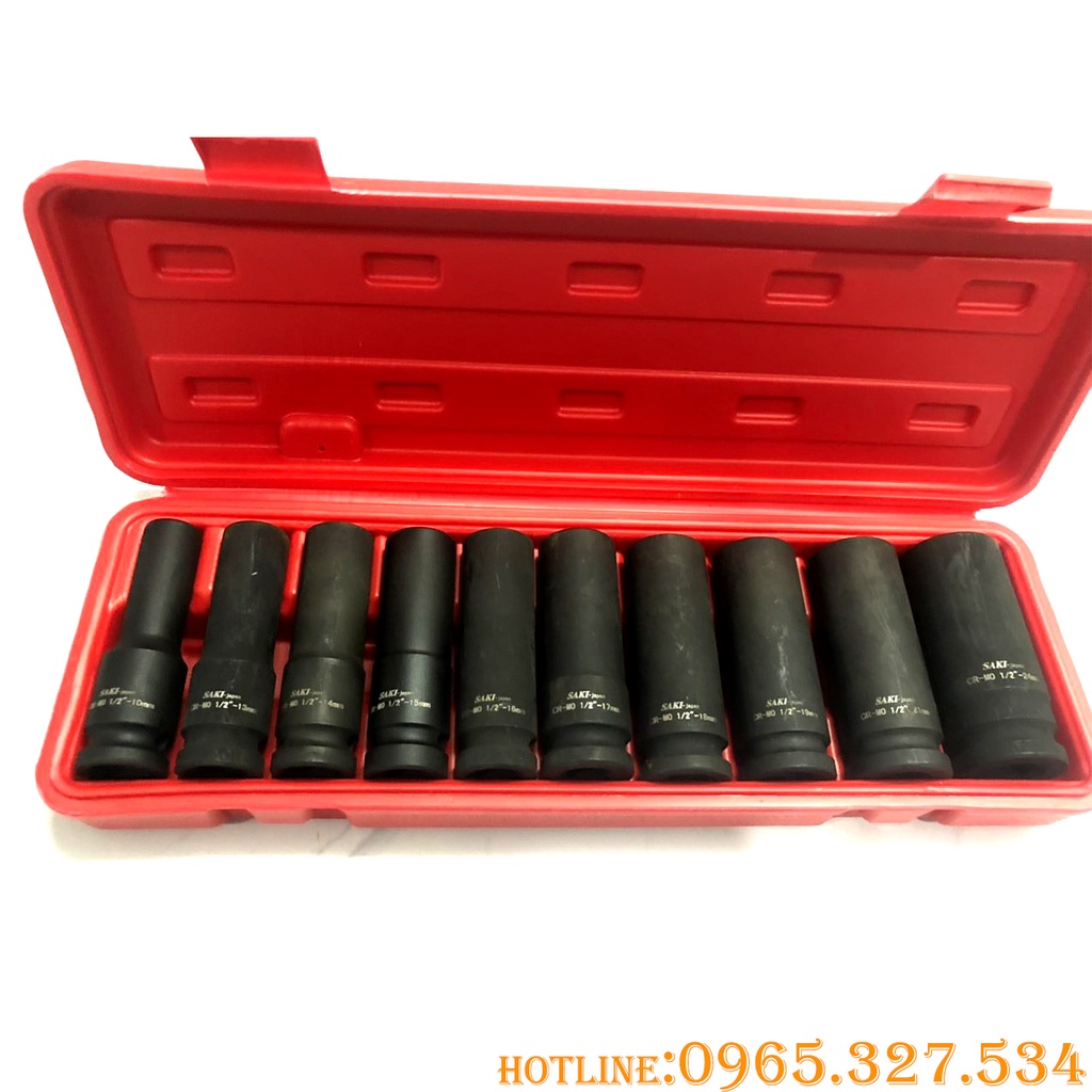 Bộ Đầu Khẩu Đen 1/2, Bộ Tuýp 1/2 Thép CRO Siêu Cứng thương hiệu Saki-Nhật Bản