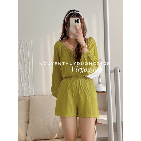 [HÀNG SẴN]SET ĐŨI CỔ TRÒN THẮT NƠ MIX SOOC 1718 siêu xinh