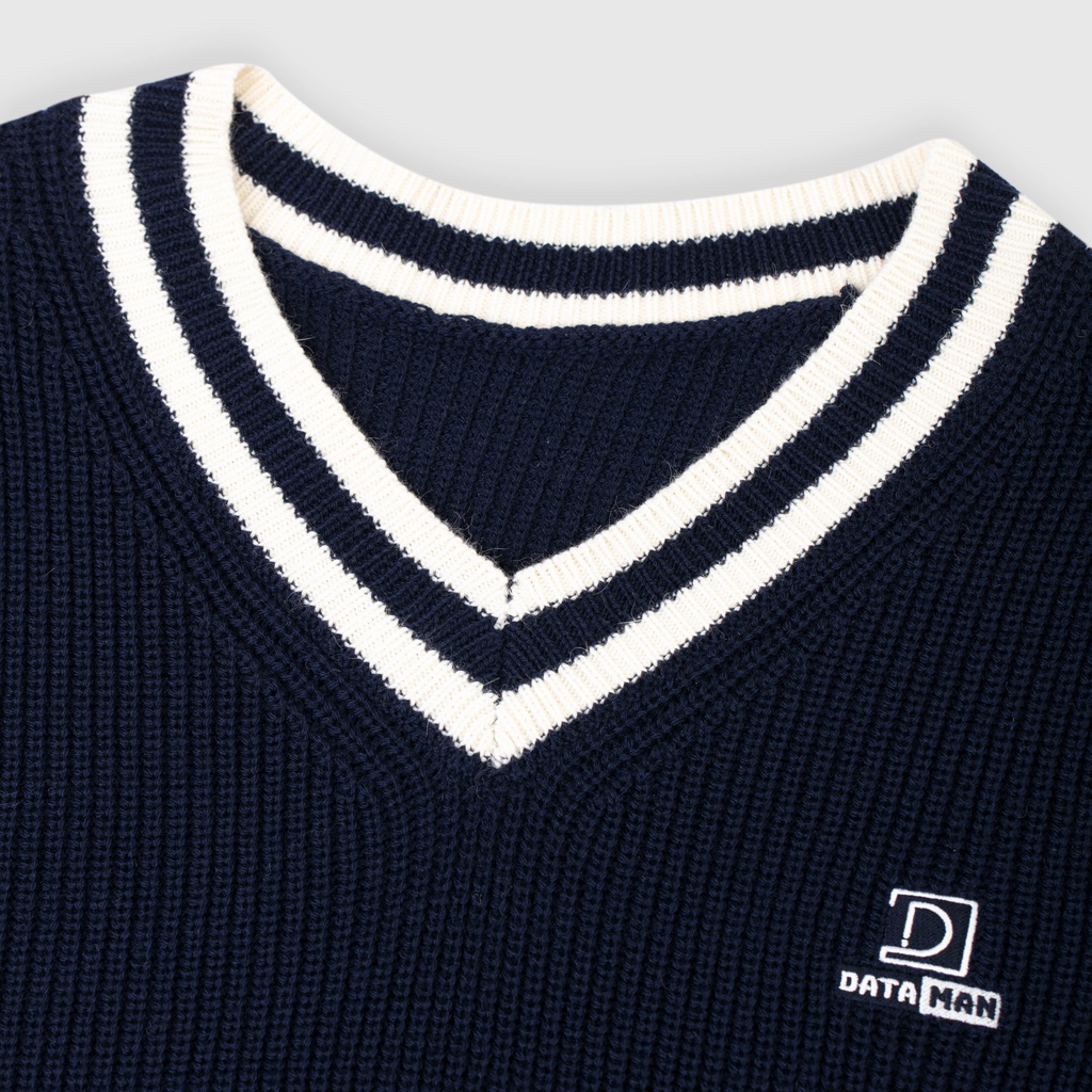 Áo gile len nam DATAMAN cao cấp, form rộng, unisex, thêu logo ở ngực, chất liệu len len lông cừu, style Hàn Quốc -  DT51
