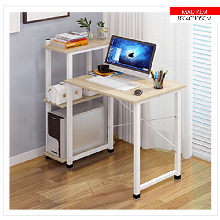 Bàn làm việc gỗ MDF, bàn máy tính kèm giá sách đa năng size 83cm | BigBuy360 - bigbuy360.vn