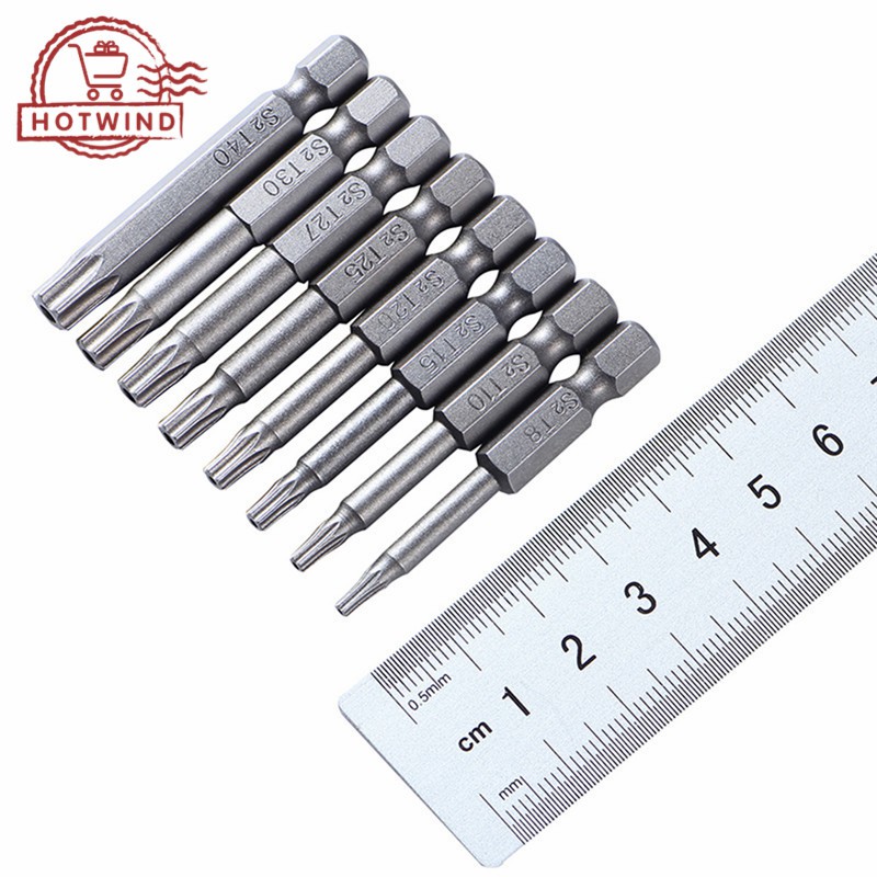 Set 8 đầu tuốc nơ vít kiểu Torx đầu phẳng 1/4&quot; 50mm từ tính an toàn