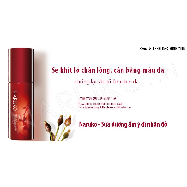 Sữa Dưỡng Ẩm, Se Khít Lỗ Chân Lông NARUKO Ý Dĩ Nhân Đỏ Chai 120ml - RJT Pore Minimizing and Brightening Moisturizer | BigBuy360 - bigbuy360.vn