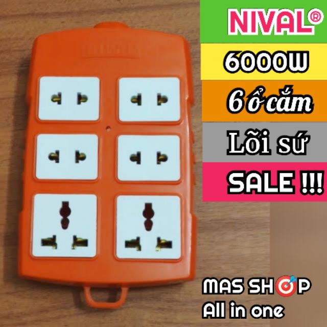 [N661] Ổ cắm không dây chịu tải cao 6000W NIVAL Lõi sứ, vỏ siêu bền