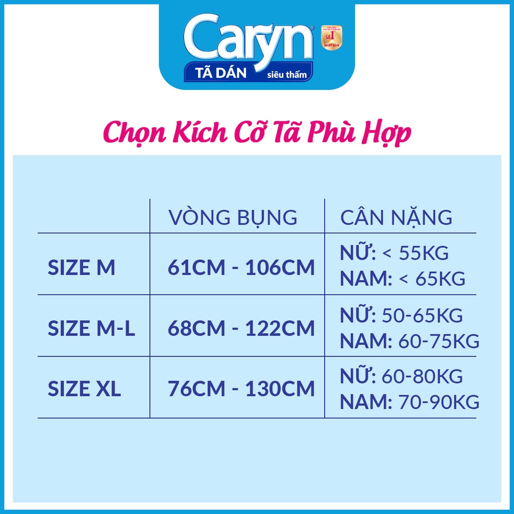 Tã dán Caryn XL10/20 dùng cho mẹ sau sinh/ người già hạn chế đi lại