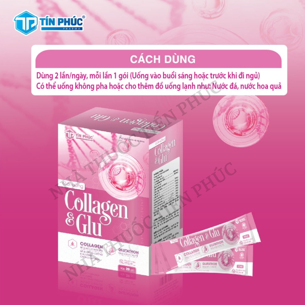 Gói uống Collagen & Glu - Hỗ trợ Giảm nám, tàn nhang, hạn chế lão hóa da Hộp 20 gói