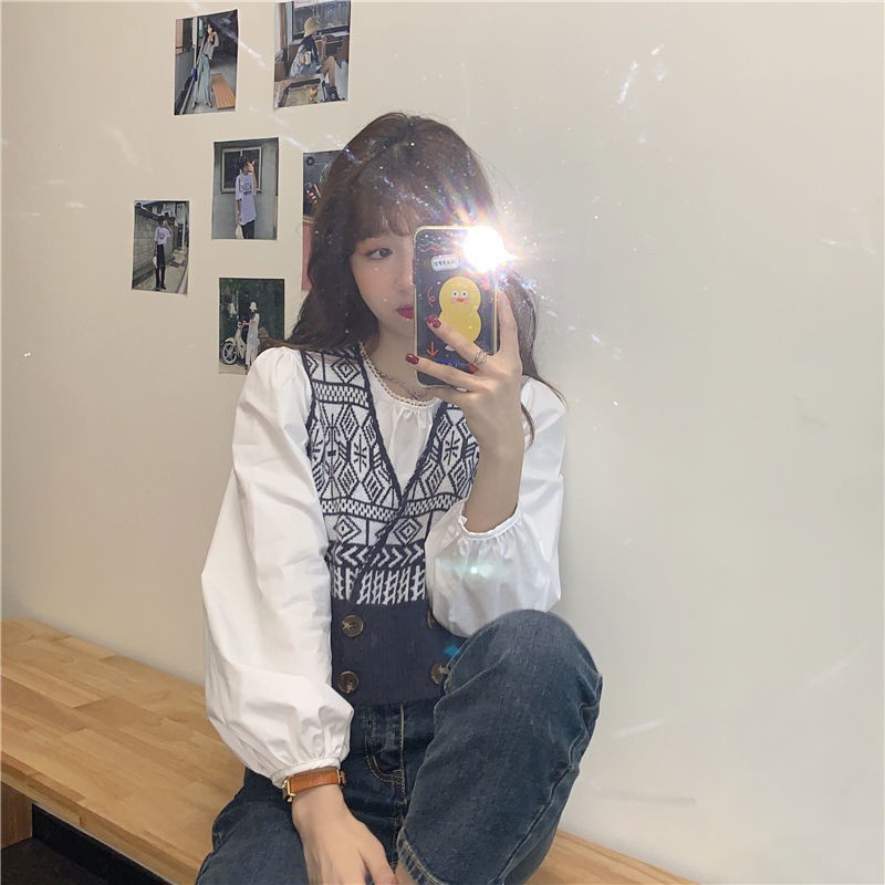 Áo khoác cardigan sát nách cổ chữ V phong cách Hàn Quốc thời trang dành cho nữ