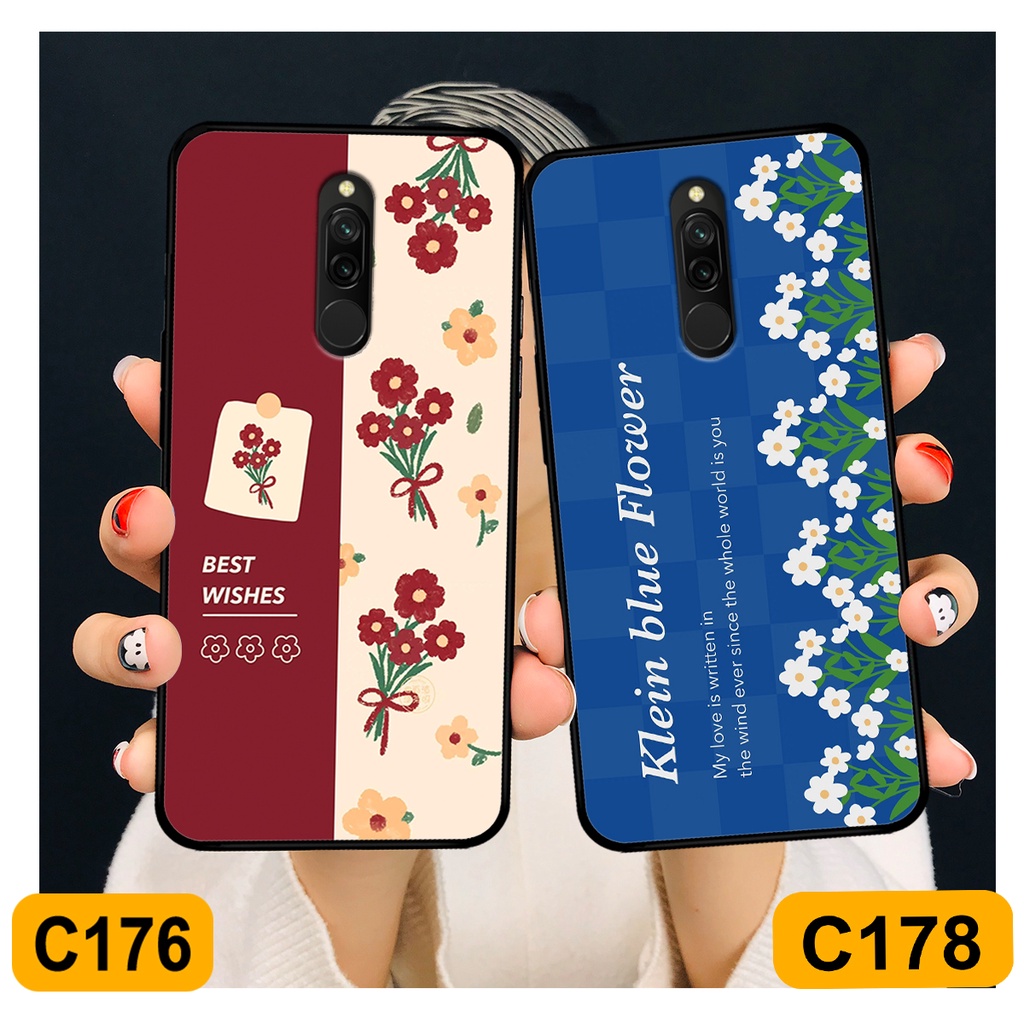 Ốp Xiaomi Redmi 8 in hình hoa cỏ nhẹ nhàng,họa tiết caro xinh xắn.ốp lưng chống sốc