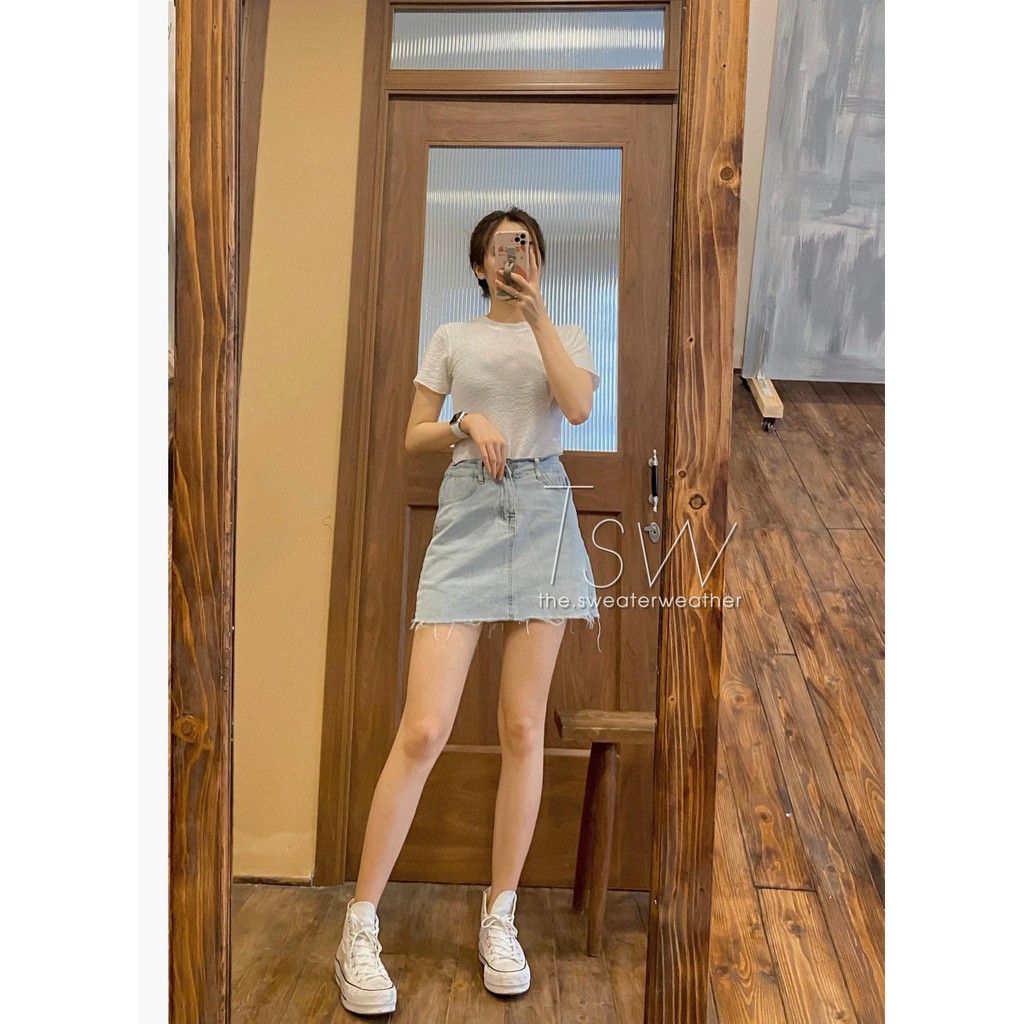 [Mã FAXANH55 giảm 10K đơn 50K] Chân váy bò chữ A rách gấu 801 (Ảnh thật) | BigBuy360 - bigbuy360.vn