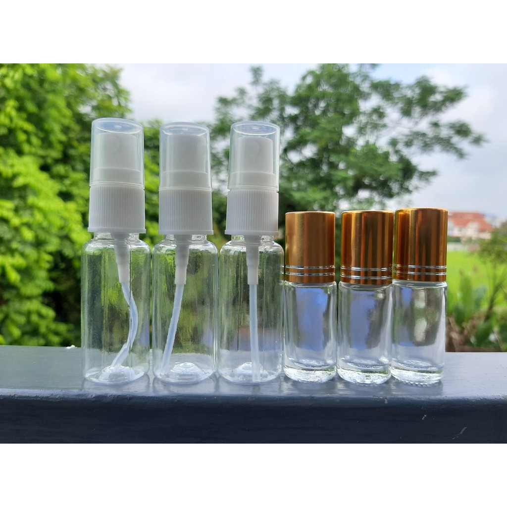 Lọ đựng tinh dầu thủy tinh đầu bi lăn Khoen Vàng - lọ chiết nước hoa / lọ chiết tinh dầu