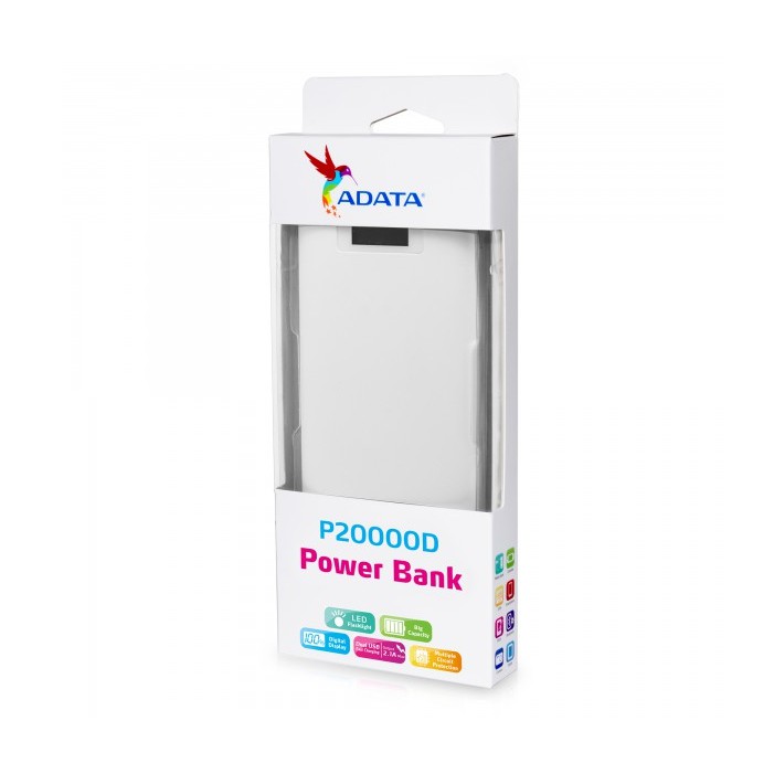 Pin sạc dự phòng 20000mAh P20000D ADATA (trắng) - Hãng phân phối chính thức