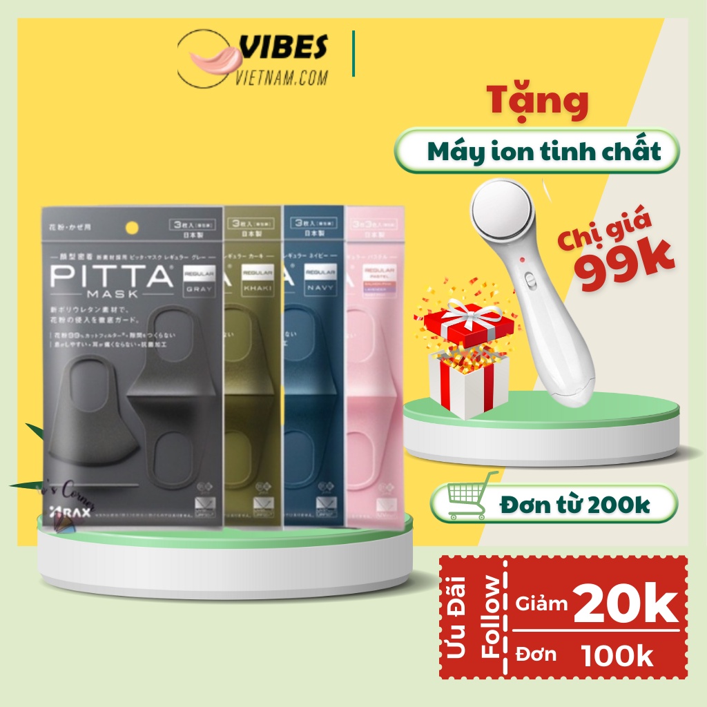 (Pack 3 Chiếc) Khẩu Trang Pitta Lớp Lọc Không Khí Chính Hãng Hàng Nhật vibesvietnam