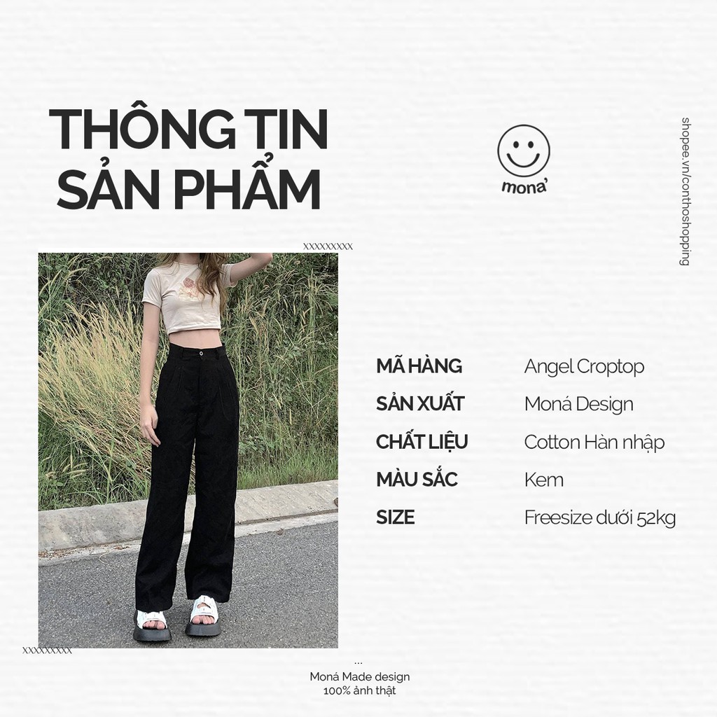 MONÁ Áo croptop ôm body ANGEL CROPTOP TRẮNG/ BE