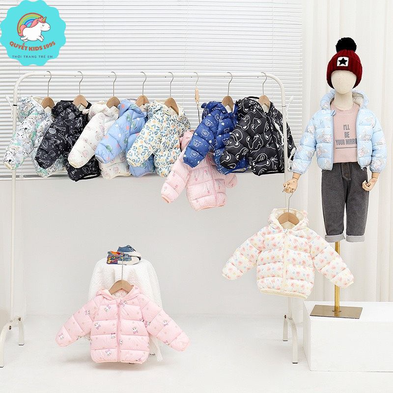 Áo khoác cho bé, áo phao lót lông cho bé gái hàng xuất dư xịn mặc mùa đông siêu ấm Quyet Kids size từ 6 tháng đến 3 tuổi