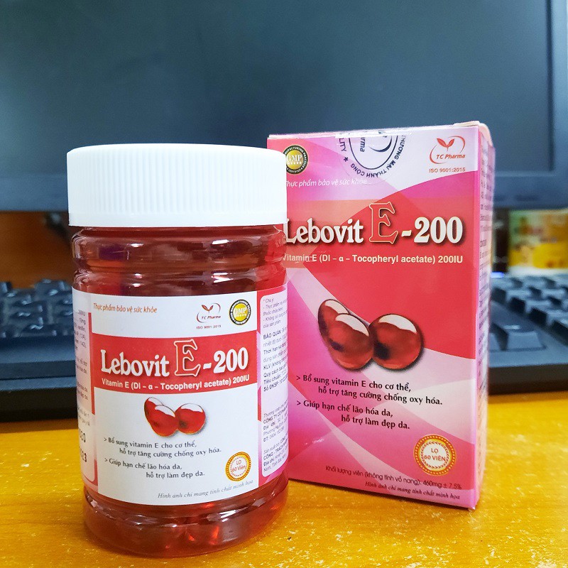 Vitamin E cho cơ thể - thực phẩm bảo vệ sức khỏe Lebovit E-200 hộp 60 viên