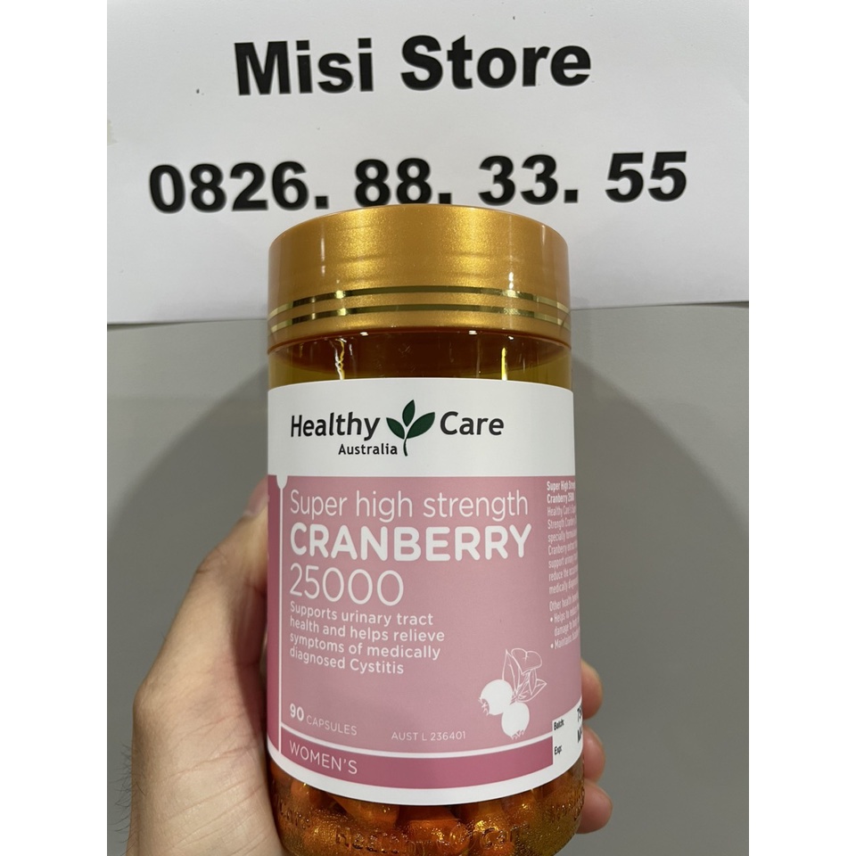 Viên uống Cranberry 25000mg Healthy Care, duy trì sức khỏe thận và đường tiết niệu, 90 viên