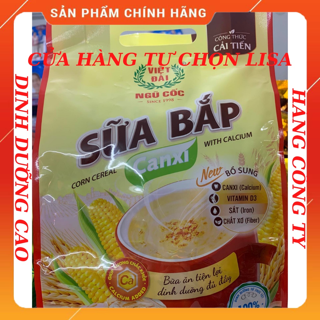 Ngũ cốc sữa bắp canxi Việt Đài công thức cải tiến bịch 450g