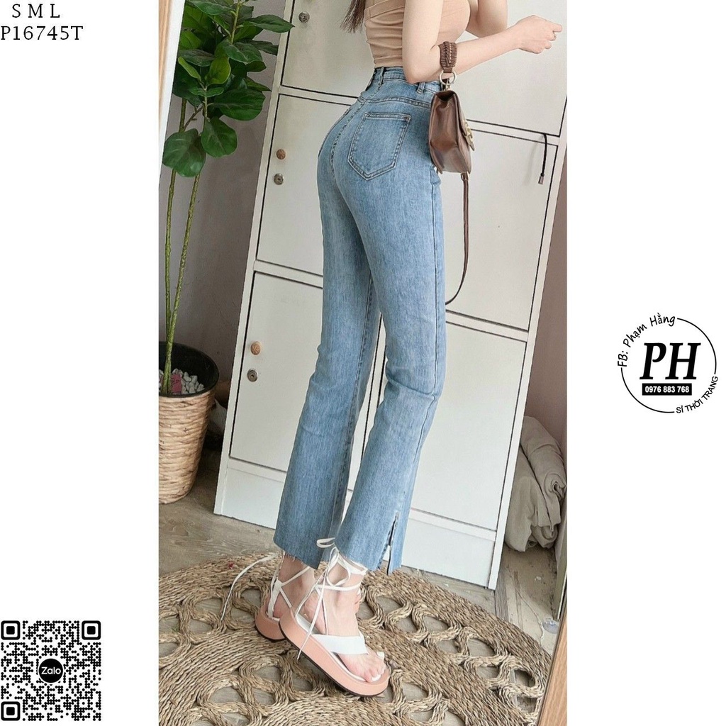 Quần Jean Ống Loe Cạp  Siêu Cao co giãn hàng dày đẹp