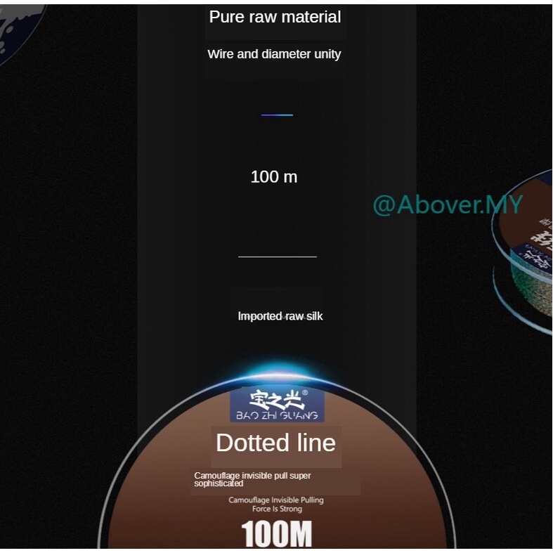 Cuộn Dây Câu Cá 100M Chất Liệu Nylon PE Màu Rằn Ri