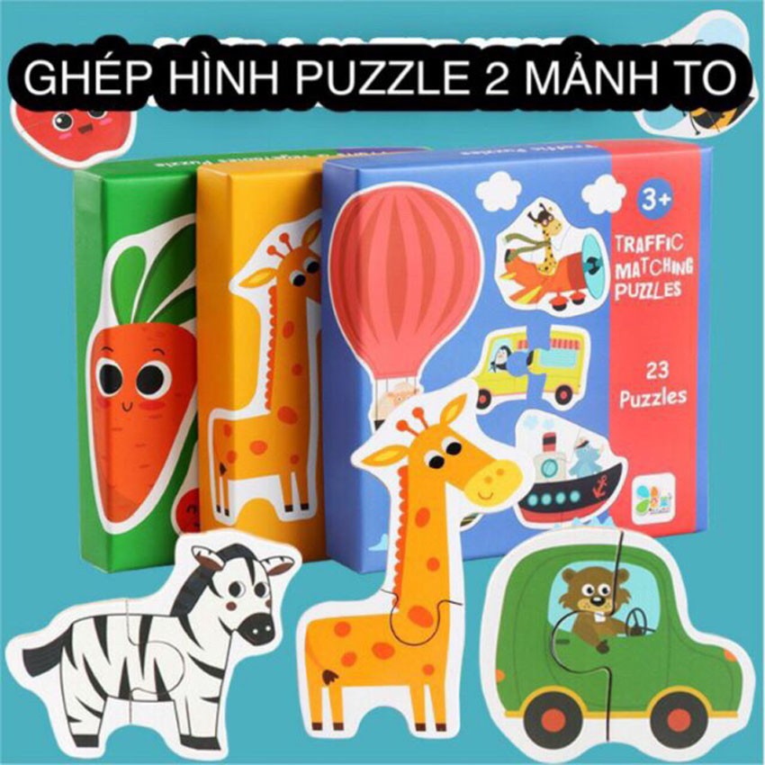 Đồ Chơi Ghép hình PUZZLE 2 mảnh hộp BÌA BẢN TO ĐẸP|