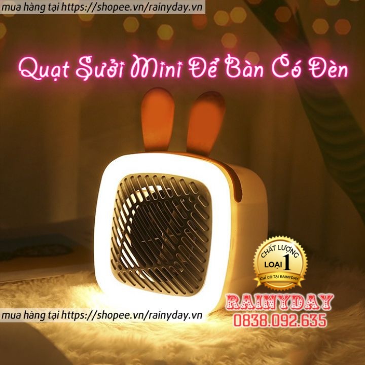 Quạt sưởi mini để bàn có đèn sưởi ấm mùa đông, máy sưởi công suất 400W cho phòng ngủ văn phòng