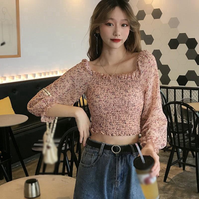Áo Voan Hoa Tay Ngắn Thời Trang Dành Cho Nữ