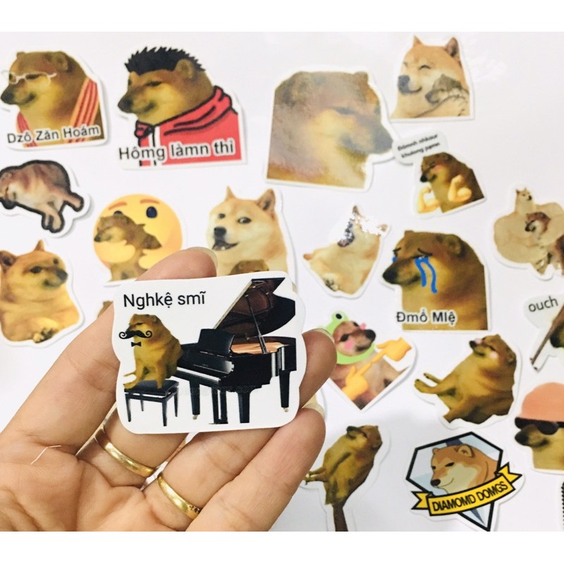 Sticker cheems 30cái ép lụa ảnh khác nhau , Sticker-  hình dán shiba meme chó cheems