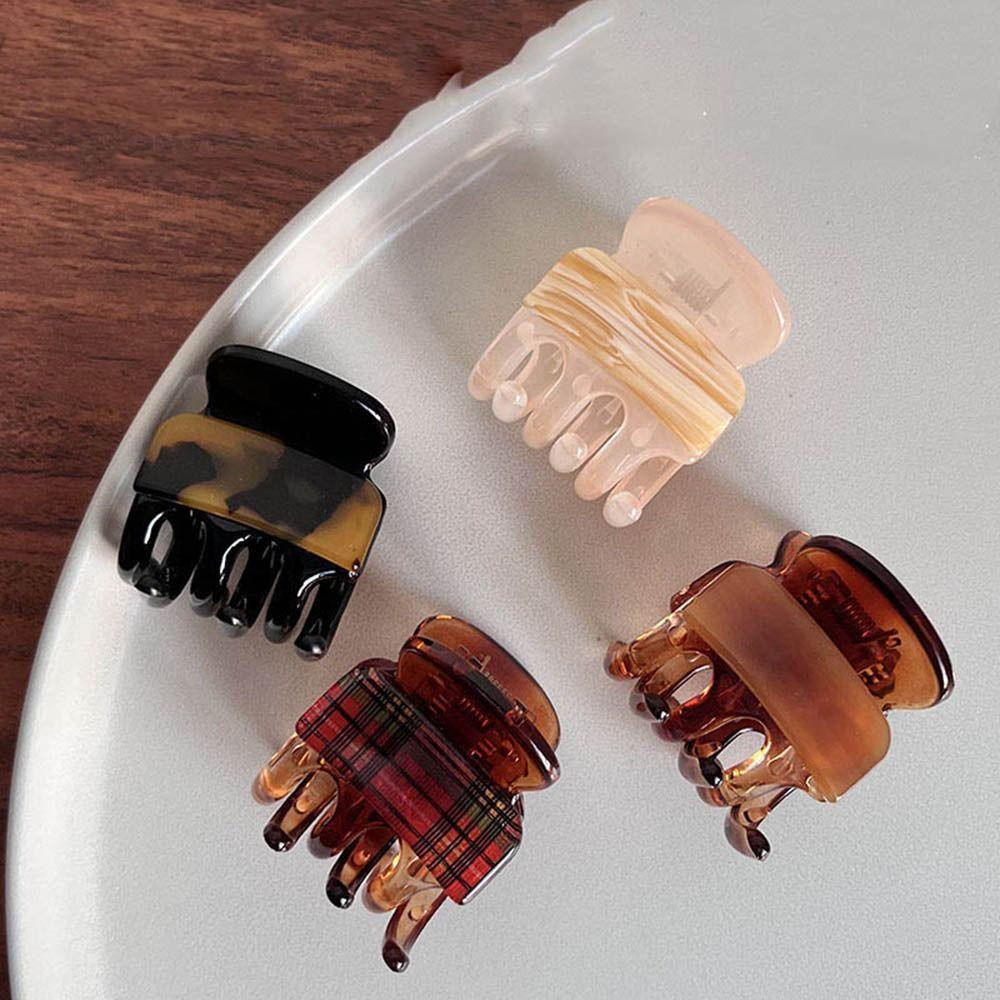 Kẹp Tóc Càng Cua / Càng Cua Axit Acetic Kẻ Sọc Ca Rô Thời Trang Hàn Quốc Đáng Yêu Dành Cho Bạn Nữ