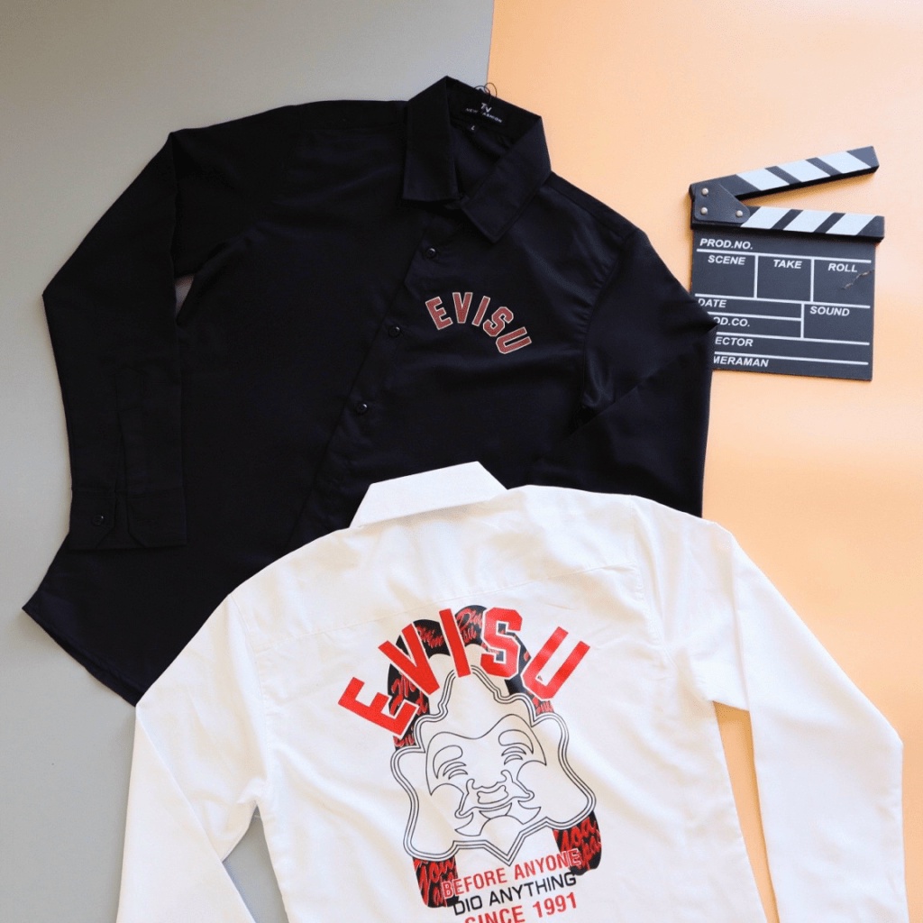 Áo Sơ Mi Nam Dài Tay Evissu Hình Thêu Form Chuẩn Chất Kate Mát Thấm Hút Mồ Hôi Tốt [NEW UNISEX]