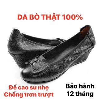 Giày Nữ Đế Xuồng 5cm Da Bò Thật Siêu Mềm VNXK 5P05