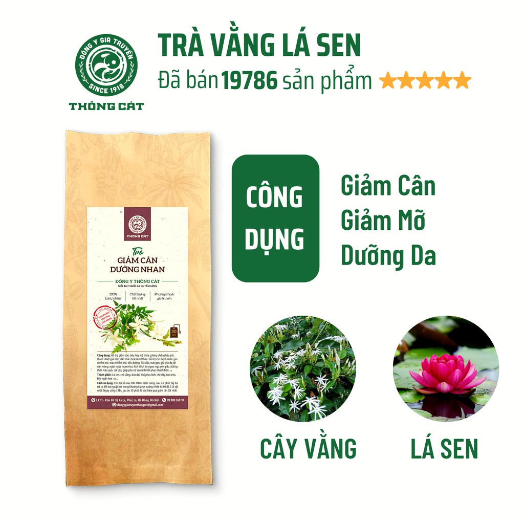 Trà DƯỠNG NHAN GIẢM CÂN Đông y gia truyền Thông Cát (Since 1918) dành cho người khó giảm cân_giảm mỡ thừa,ổn định mỡ máu