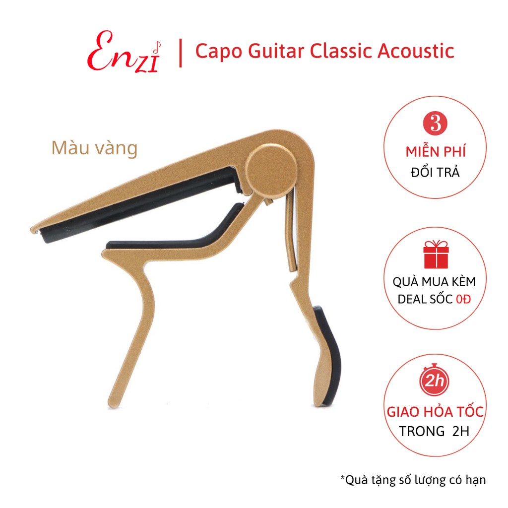 Kẹp capo nhỏ guitar classic acoustic kim loại màu vàng Enzi lên tông hạ tông dùng cho mọi loại đàn ghita