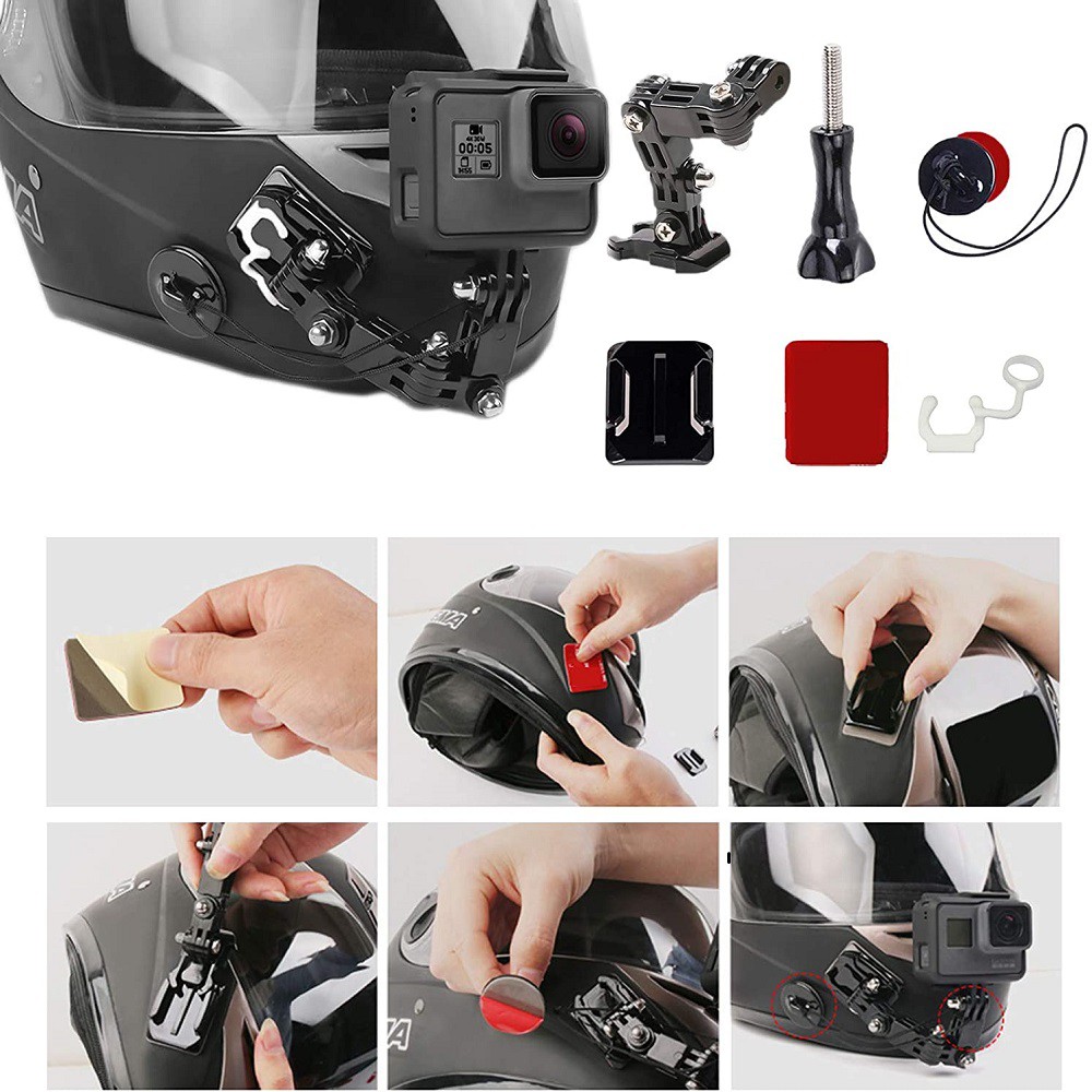 Bộ Giá Đỡ Camera Hành Trình Gắn Cằm Mũ Bảo Hiểm Xe Mô Tô Lammcou Cho Gopro Hero 9 8 7