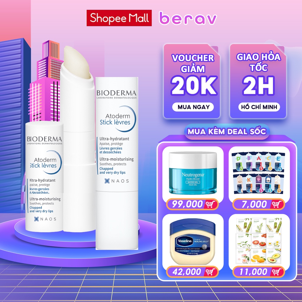 Sáp dưỡng môi khô nứt nẻ Bioderma Atoderm Stick Levres 4g