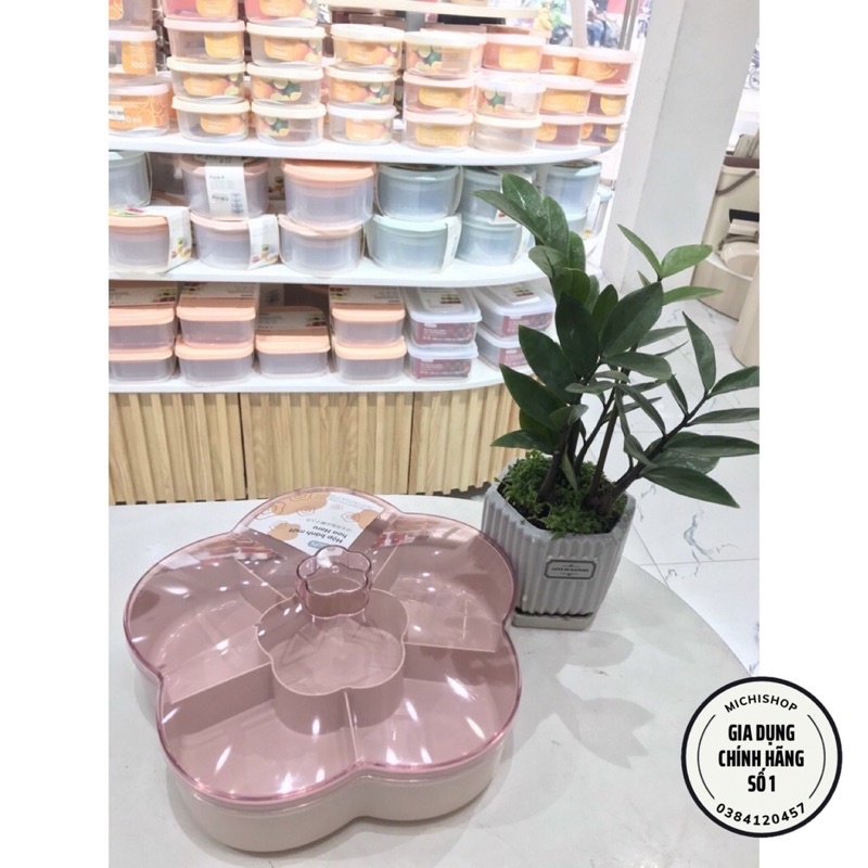 Hộp Mứt Tết, Khay Đựng Bánh Kẹo Tết Haru INOCHI Cao Cấp Hình Bông Hoa Mai