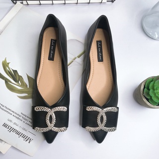 Giày Bệt Nữ Siêu mềm Mũi nhọn Đính đá Công sở Da mềm chuẩn đẹp VNXK