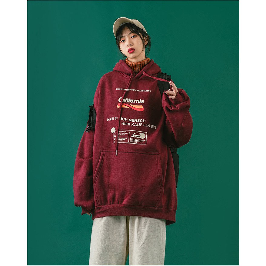 Áo Hoodie Nỉ Bông Ulzzang Dáng Rộng Cho Nữ