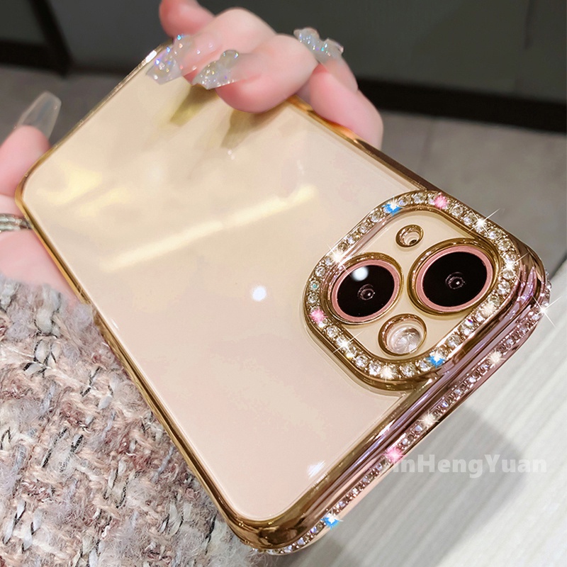 Ốp Điện Thoại Silicon Trong Suốt Chống Sốc Đính Kim Cương Lấp Lánh Sang Trọng Cho IPhone 13 11 12 Pro Max