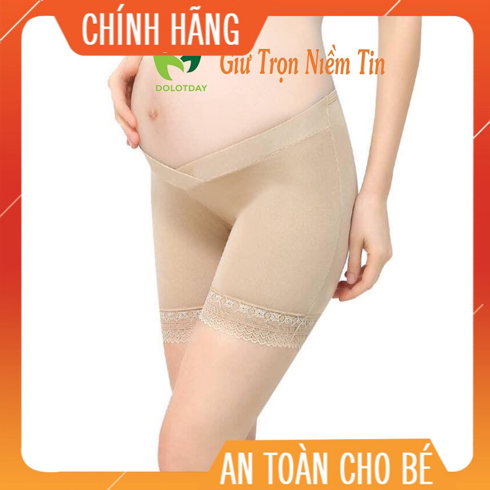 Quần bầu, quần mặc trong váy bầu thiết kế ren chân cao cấp, Legging bà bầu kháng khuẩn co giãn 4 chiều, phối ren