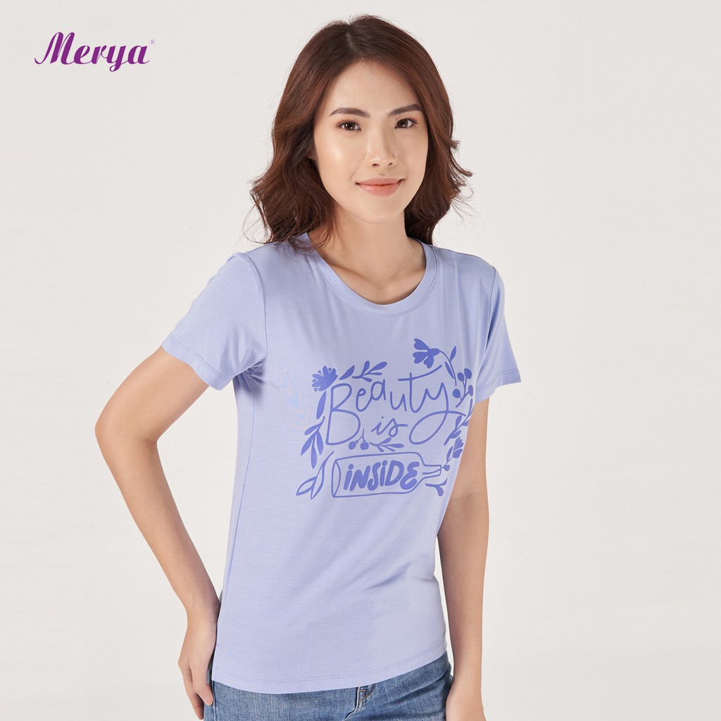 Áo thun nữ ngắn tay cổ tròn sợi tre Merya TSB0721(H2) mềm mại cao cấp