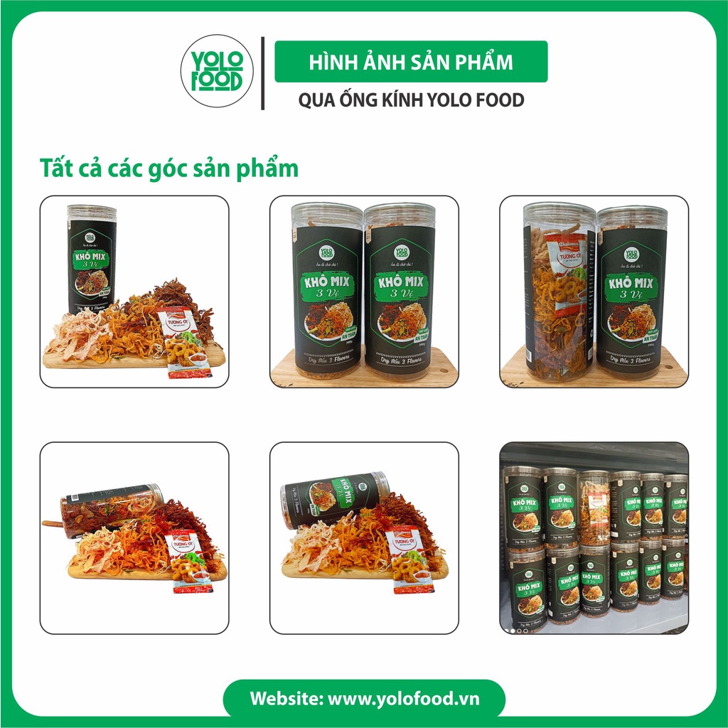 Khô mix 3 vị khô heo, khô gà, khô mực, 300g YOLOFOOD đồ ăn vặt, ngon, chất lượng, mix 3 vị trong 1 hũ ,khô loại1 atvstp