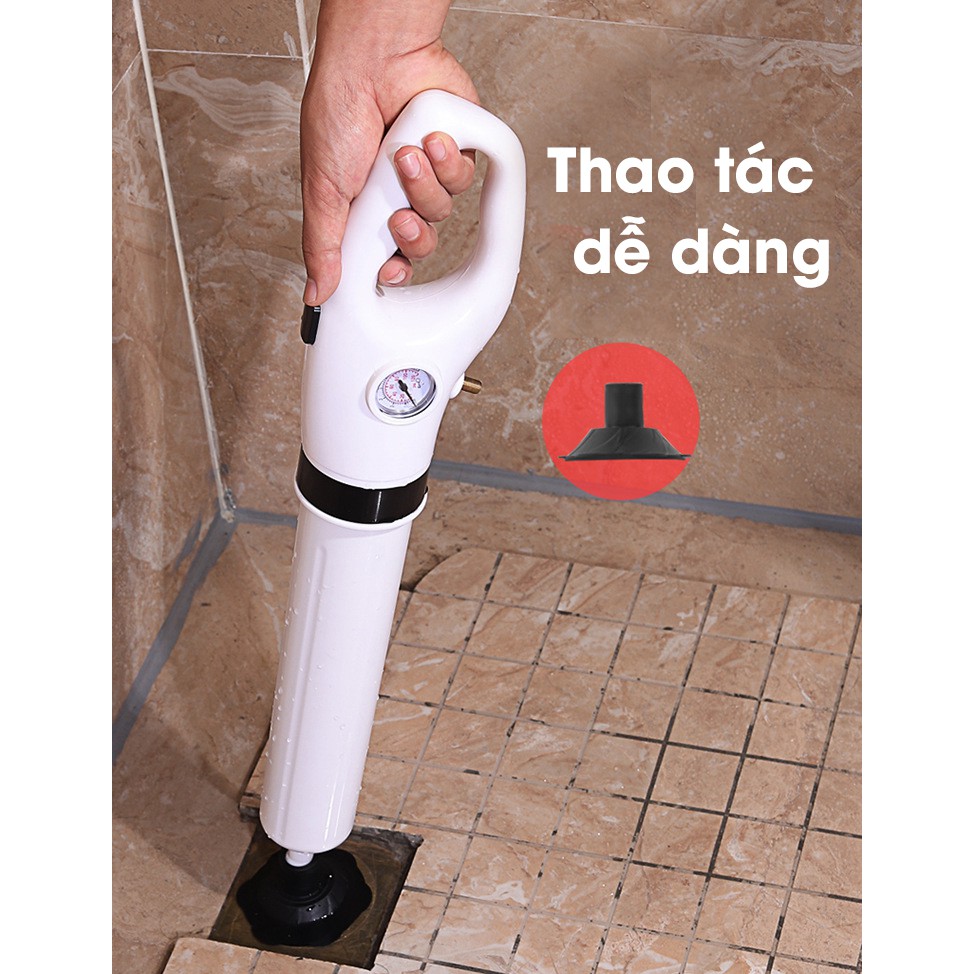 [Chính Hãng] Súng Thông Tắc Bồn Cầu, Bồn Rửa, Cống Thoát Sàn, Bằng Khí Nén Hơi, Đa Năng, Áp Lực 8kg - Dụng Cụ Thông Tắc