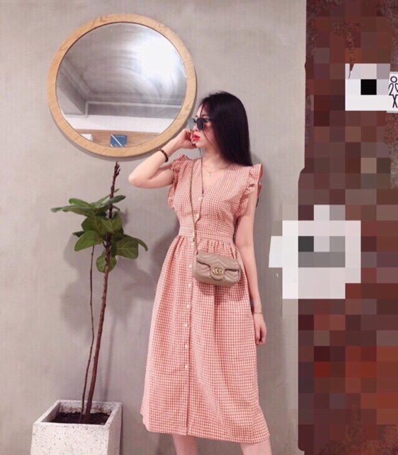 Maxi caro hồng tay bèo